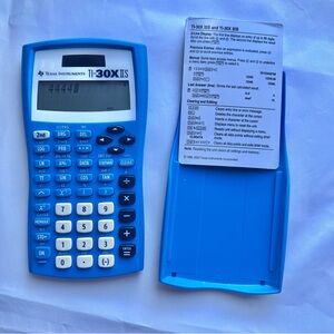 Texas Instruments Ti-30Xiis Scientific Solar Calculator Blue with Instructions